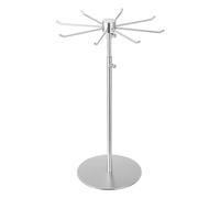 QUARKZMAN Présentoir Porte-Clés, 1 Pièce - Présentoir en Métal à 1 Étage avec Rotation et 8 Crochet, Support d'Exposition Réglable pour Colliers Lors Des Salons d'Artisanat (Argent)