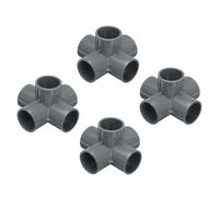 QUARKZMAN PVC Raccord Coude Conduit 32mm 5-Voies Coude Sortie Latérale Pour Tuyau Conduit Électrique Gris Lot de 4