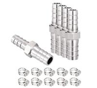 QUARKZMAN Raccord à barbe 3/8"-1/4"(10-7mm) 304 Inox 5 pièces | Réparateur de métal, 10 pinces de serrage, pour impression 3D, compresseur d'air, machine CNC, matrices