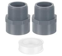 QUARKZMAN Raccord adaptateur mâle en PVC, 2 connecteurs bidirectionnels 1-1/2" avec ruban d'étanchéité (douille x filetage mâle), raccord adaptateur pour conduite d'eau de plomberie (gris)