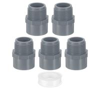 QUARKZMAN Raccord adaptateur mâle en PVC, 5 connecteurs de tuyaux 2 voies 1" avec ruban d'étanchéité (douille x filetage mâle), raccord adaptateur pour conduite d'eau de plomberie (gris)