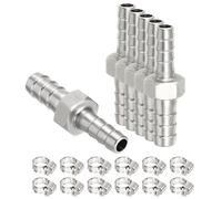 QUARKZMAN Raccord Barb 6 Pièces 1/4" (7mm) à 1/4" (7mm) | Raccord réparateur, Acier Inoxydable 304, 12 Colliers de Serrage Inox, pour impression 3D, compresseur air, CNC, matrices