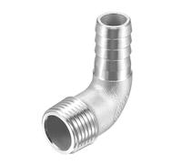 QUARKZMAN Raccord Coude En Acier Inoxydable 304 Avec Embout Barbelé, 15mm Barbelé x G1/2 Mâle Adaptateur De Tuyau Pour Eau Carburant Air