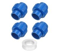 QUARKZMAN Raccord d'Union PVC 4 Pièces 25mm (3/4 Pouce) Bleu | Adaptateur à Joint Coulissant (Embase x Embase), Joint torique EPDM intégré, avec ruban, pour systèmes d'irrigation