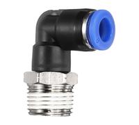 QUARKZMAN Raccord Mâle À Enfiler Coude 8mm OD Tube x Filetage NPT3/8 Pouce Kit Raccord Pneumatique Rapide En Plastique Pour Tuyau D'Air Connecteur À Verrouillage Par Pression PL6-U, Bleu