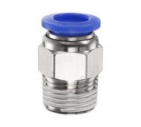QUARKZMAN Raccord Rapide Air Comprimé 10mm OD x 3/8" NPT PC10-N03 Bleu | Connecteur Rapide en Cuivre Filetage Mâle Droit, Raccord Pneumatique pour Raccord de Tuyau D'Air Système D'Air Industriel