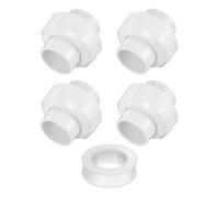 QUARKZMAN Raccord Union PVC 32mm 4 Pièces Blanc | Adaptateur à joint coulissant (Embase x Embase), Joint EPDM intégré, avec ruban, pour systèmes d'irrigation