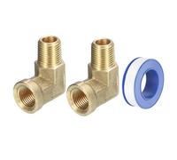QUARKZMAN Raccords de Tuyau en Laiton 1/8 Pouce Mpt Mâle x 1/8 Pouce Fpt Femelle, 2 Pièces Coude à 90 Degrés pour Raccords de Tuyauterie Forgés Adaptateur pour Gaz Air Huile Propane