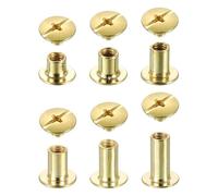 QUARKZMAN Rivets À Vis Chicago Métal Tête Phillips Vis De Fixation Clou | Rivet Goujon Pour DIY Ceinture En Cuir Sac Artisanat Reliure, 90 Ensembles, Ton Or, 6 Tailles