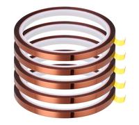 QUARKZMAN Ruban Chauffant, 5 Rouleaux 6mmx27m 88Ft Ruban Adhésif Haute Température Résistant à Chaleur pour Sublimation, Presse à Chaud, Transfert de Chaleur, Circuits Imprimés, Marron