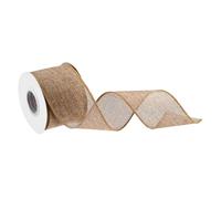 QUARKZMAN Ruban De Toile De Jute Bordure Fil Métallique Rubans Doré 2 Pouce x 10 Yard Ruban Fil Métallique Pour Emballage Cadeau, Nœud, Couronne, Arbre De Noël, Bouquet, Avec Rouleau