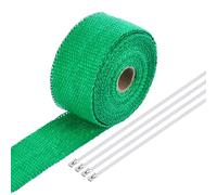 QUARKZMAN Ruban d'Échappement en Fibre de Verre, 2" x 16' Ruban Thermique Vert pour Collecteur avec 4 Attaches en Acier Inoxydable pour Hot Rods et Motos