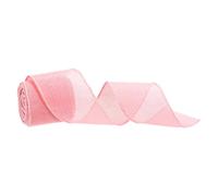 QUARKZMAN Ruban En Toile De Jute Avec Bordure Filaire Rose 2-1/2 Pouce x 5 Yard Ruban Filaire Pour Emballage Cadeau, Nœud, Couronne, Sapin De Noël, Bouquet De Fleurs