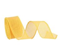 QUARKZMAN Ruban En Toile De Jute Bordure Fil Métallique Rubans Jaune 1-1/2 Pouce x 5 Yard Ruban Avec Fil Pour Emballage Cadeau, Noeud, Couronne, Arbre De Noël, Bouquet De Fleurs