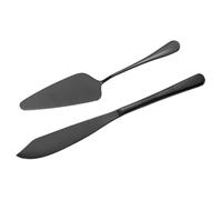 QUARKZMAN Set de Couteau et Spatule à Gâteau, Set de Découpe de Gâteau 11/9 Pouces, Set de Service à Gâteau en Acier Inoxydable pour Spatule à Pâtisserie et Couteau à Pizza Noir