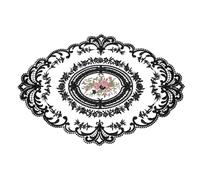 QUARKZMAN sous-Plat en Dentelle Rétro Ovale Brodé 30X40 Cm Napperons Noir | Français en Crochet, Dessous de Verre pour Tasses, pour La Maison Et Les Mariages