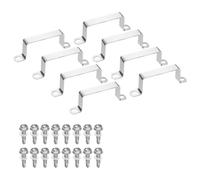 QUARKZMAN Support en U 80x40mm Acier Inoxydable 304 Argenté 8 pièces | Collier pour tube carré avec vis autotaraudeuse et boucle pour tube carré, pour tuyaux flexibles câbles pièces automobiles