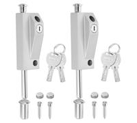 QUARKZMAN Verrou À Ressort, Verrou Coulissant Lourd Pour Porte, Verrou Vertical Renforcé Pour Porte Avec Clés Pour Porte En Verre Fenêtre Garage Grange [2Pcs, Argent]