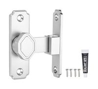 QUARKZMAN Verrou De Porte D'Etable, Verrou Basculant A 90 Degres, Loquet De Securite Coulissant En Alliage D'Aluminium Avec Vis Et Adhesif Sans Clous Pour Jardin Salle De Bain Garage, Argent
