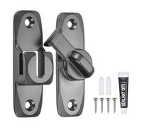 QUARKZMAN Verrou De Porte D'Étable, Verrou Coulissant De Sécurité En Alliage D'Aluminium À Bascule 90/180 Degrés Avec Vis Et Adhésif Sans Clous Pour Jardin Salle De Bain Garage, Gris