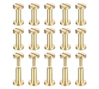 QUARKZMAN Vis Chicago En Laiton 8x6mm À Tête Plate Lot De 30 | Avec Clou À Vis, Pour La Reliure Artisanale En Cuir Diy Ceinture Sangle
