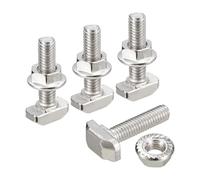 QUARKZMAN Vis en T avec Boulon M6x25mm et Écrous à Bride Hexagonale M6, 20 Ensembles de Boulons en T à Tête de Marteau et Tige en T pour Profilé en Aluminium de Série 30