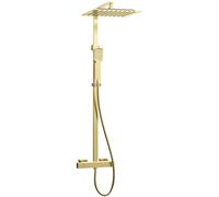 Quartos Colonne de douche avec Mitigeur Thermostatique - Pomme de tête 30cm - Or brossé - Essebagno