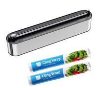 Quasziwa Derouleur Film Alimentaire - Fixation Magnétique et Murale sans Perçage, Distributeur Papier Aluminium et Film pour Organisation la Cuisine - Inclus 2x100m Rouleaux, Acier Inox Argenté
