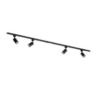Qub Focus III Monophasé Luminaire Plafonnier LED - 200cm - 4x GU10 Spot Sur Rail - 2x 1m Barre de Spot Plafond - I-Form - Plafonnier intérieur Noir Moderne - Spots et Rails de Spots