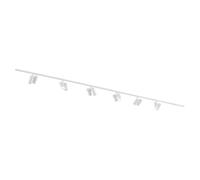 Qub Focus III Monophasé Luminaire Plafonnier LED - 400cm - 6x Viror Duo Spot sur Rail - 4x 1m Barre de Spot Plafond - Forme I - Blanc