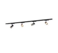 Qub - Kit d'éclairage de rail Zoom LED - Noir, 2 mètres, 4 spots, 3 phases - Luminosité réglable 20/25/30W et couleurs de lumière de la lumière chaude à la lumière du jour (2700K, 3000K et 4000K)