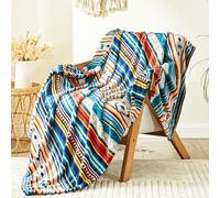 Qucover Plaid Polaire 150x200cm, Couverture Polaire Jeté de Lit à Rayures Confortable Réversible en Flanelle Décorative Bohème Aztèque Ultra Douce et Légère pour Toutes Les Saisons