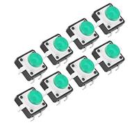 Qudinip 20 Pièces Interrupteur à Bouton-poussoir Tactile avec Lumière LED pour L'électronique et les Appareils 12x12x7.3mm ABS Durable (Verte)