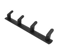 Qudinip Crochets de Rangée en Aluminium Space, Crochet Mural Robuste pour Salle de Bain, Cuisine, Placard-noir, 1 unité (4 crochets)