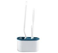 Qudinip Ensemble de Brosses de Toilette 4 Pièces avec Support pour Un Nettoyage en Profondeur dans la Salle de Bain, Brosses en Silicone et pour Fentes, Conception Murale (Bleue)