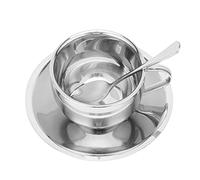 Qudinip Ensemble de Tasses à café en Acier Inoxydable, Tasse Isolée élégante pour les Amateurs de café, Matériau Argent 304, 1 unité (Tasse à Milan 180ML)