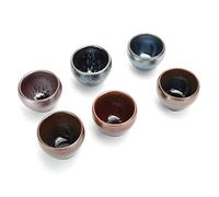 Qudinip Ensemble de Tasses à thé en Céramique 6 Pièces, Service à thé Kung Fu élégant pour Usage Domestique, 2,8x2,4 Pouces, Conception de Texture Unique (tasse à six couleurs)