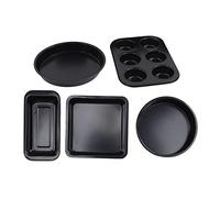 Qudinip Ensemble D'ustensiles de Cuisson, Plateau à Pizza Professionnel en Acier au Carbone, Ensemble de Casseroles Antiadhésives pour la Cuisine Domestique, 5 Pièces (Noir)