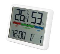 Qudinip Horloge de Bureau LED avec Affichage de la Température et de l'humidité, Réveil électrique Multifonctionnel pour la Maison ou Le Bureau, écran HD Facile à Lire, 7,3 X 9,3 Cm