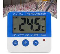 Qudinip Mini Thermomètre D'alarme LCD, Grand écran LCD, Intérieur et Extérieur, ABS, pour Ferme D'élevage et Usage Domestique, avec Capteur Externe