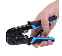 Qudinip Pince à Sertir RJ45 RJ11 avec Poignée Ergonomique, Pince à Sertir Double Usage 8P + 6P, Dénudeur de Fil pour Réseau et Travail de Câbles, Acier A3 Durable, 1 Pièce
