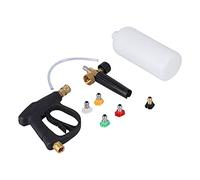 Qudinip Pistolet à Mousse Lave-Auto Multifonction Haute Pression avec 5 Buses Ensemble de Bouteilles en Mousse pour Le Nettoyage de Voiture et de Moto