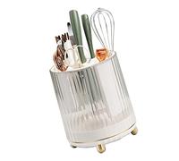 Qudinip Porte-ustensiles de Cuisine Rotatif avec Fente pour Ciseaux, Organisateur Multifonctionnel pour Comptoir de Cuisine 9,4x8,0 Pouces en Plastique (Blanche)