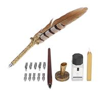 Qudinip Stylo Plume Design élégant Prise Confortable Ensemble de Calligraphie pour les Amateurs D'écriture Hêtre Acier Inoxydable 11,4 X 1,9 X 4,7 Pouces (SP275019P2 Cocktail moulu)