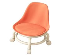 Qudinip Tabouret Roulant Bas pour Enfants avec Dossier Design Compact et Robuste Tabouret à roulettes Basse Hauteur pour Salon et Salle de Bain Gain de Place (Orange)