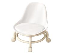 Qudinip Tabouret Roulant Bas pour Enfants avec Dossier Design Compact et Robuste Tabouret à roulettes Basse Hauteur pour Salon et Salle de Bain Gain de Place (Blanc)