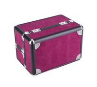 Qudinip Trousse de Maquillage Boîte de Rangement Cosmétique de Grande capacité pour Usage Domestique en Salon 25x17x17cm en Alliage D'aluminium (Fond Noir à Bande Rouge vin et Noir)