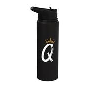 Queen King Lettre Q - Lettre préférée avec alphabet couronne Stainless Steel Insulated Water Bottle