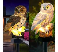 Queen.Y Lumière solaire de jardin LED en forme de chouette en plein air Lampe de pelouse étanche solaire LED lumières éclairage extérieur veilleuse (Marron)