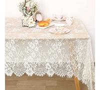 QueenDream Nappe rectangulaire en Dentelle brodée Vintage pour Printemps, Mariage, été, extérieur, réception, décoration d'intérieur - Ivoire - 152,4 x 304,8 cm